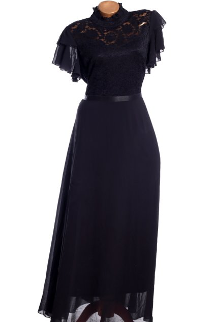 Dámské černé šaty s krajkou / MIUSOL / (46/48) / UK 18/20 / ANGLIE