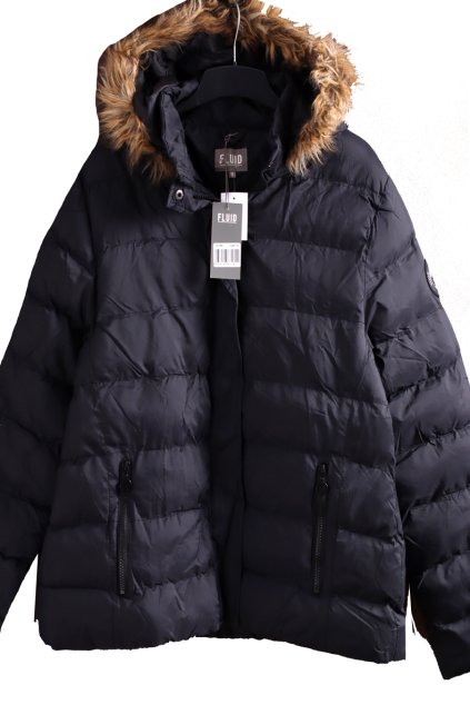 Dámská černá bunda s kožíškem na kapuci / FLUID /  XXL (46/48) /  UK 18/20 /  ANGLIE