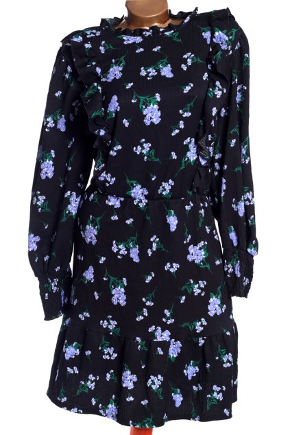 Dámské černé šaty se zeleno-modrými vkěty / FRIENDS LIKE THESE / XXL (48) / UK 20 / ANGLIE