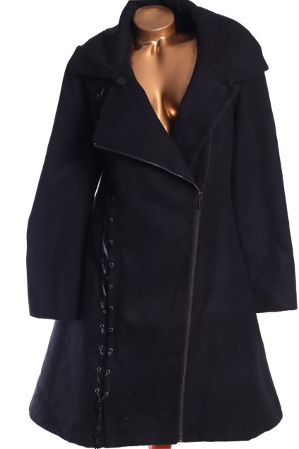Dámský černý kabát se šněrováním  / JOE BROWNS /  XXXL (50/52) / UK 22 /  ANGLIE
