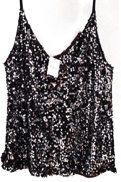 Dámská černá halenka s flitry / NEXT /  XXXL (48) / UK 20 / ANGLIE