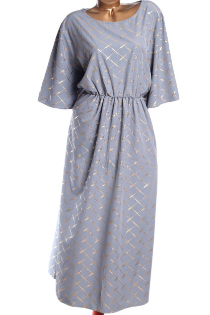 Dámské šedé šaty e zlatými vzory / XXXL (48/50) / UK 22 / ANGLIE