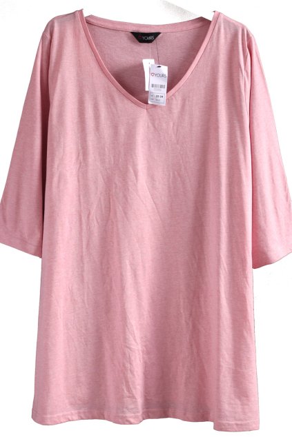 Dámské růžové žíhané  triko /YOURS/ XXXL (50/52) /  UK 22/24 / ANGLIE