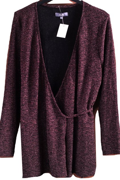 Dámská černo-růžová zavinovací třpytivá halenka  /  STUDIO / XXXL (44/46) / UK 16/18 / ANGLIE