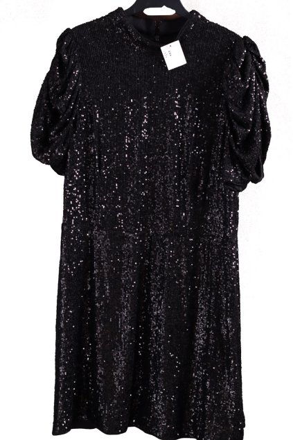 Dámské černé flitrované šaty  / HM / XXXXL (50) / UK 22 / ANGLIE