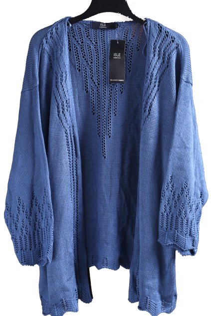 Dámský modrý kardigan s krajkou / ISLE / XXXL (50/52) / UK 22/24 /ANGLIE