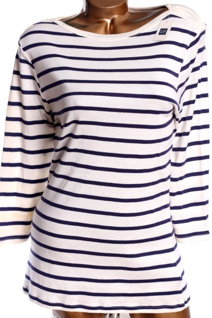 Dámské značkové bílo-modré pruhované triko  / GAP/ XXL (46/48) / UK 18/20 / ANGLIE