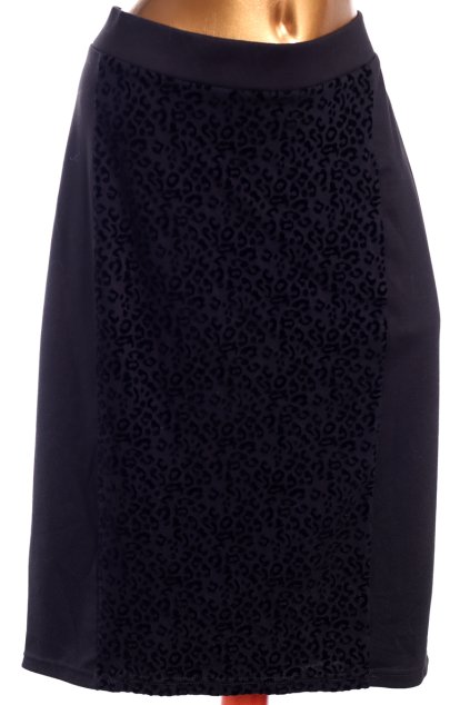 Dámská černá sukně se  sametovým leopardím vzorem / ROGERS rogers/ XXXL (50/52++) / UK 22 / ANGLIE