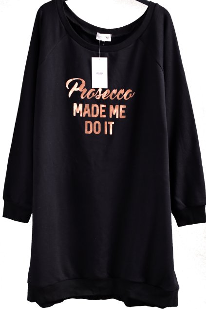 Dámská černá mikina/MIKINOVÉ ŠATY s metalickým nápisem  / IN THE STYLE / XXXL (50/52) / UK 22/24 / ANGLIE