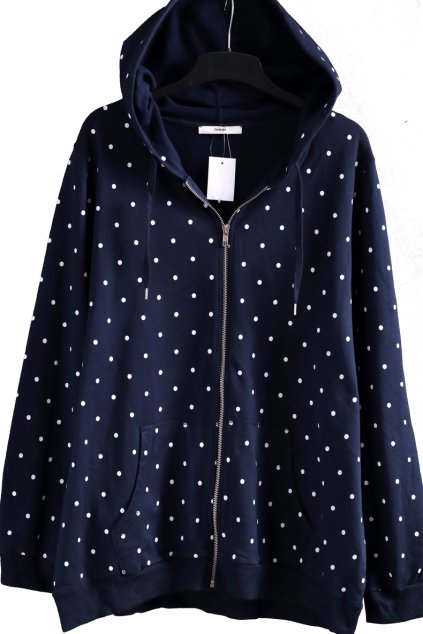 Dámská modrá mikina s puntíky na zip/ GEORGE / XXXL (48/50) / UK 20 / ANGLIE