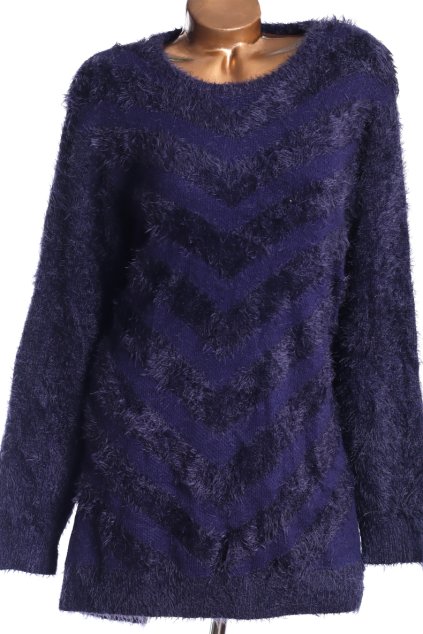 Dámský modrý chlupatý  svetr / B.YOU/ XXXL (50/52) /  UK 22 / ANGLIE