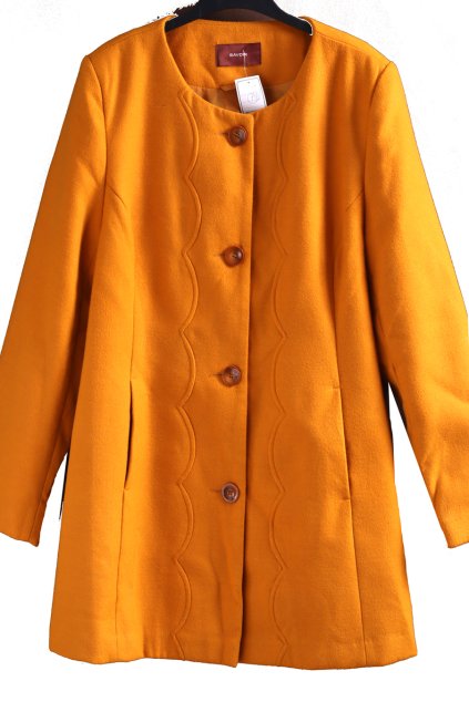 Dámský hořčicový kabát / SAVOIR / XXXXL (50/52) / UK 24 ANGLIE