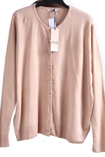 Dámský béžový propínací svetřík / CLASSIC  / XXL (46) / UK 18 / ANGLIE