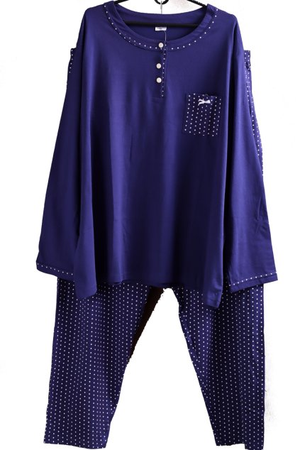 Dámské modro-bílé puntíkaté  pyžamo/domácí komplet / DAMART / XXXL (48/50) / UK 20/22 / ANGLIE