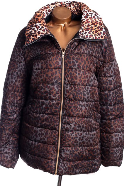 Dámská hnědo-šedo-černá bunda s leopardím vzorem / AVON - XXXXL (46/48) / UK 18/20 /  ANGLIE