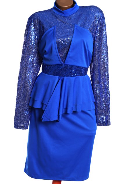 Dámské královsky modré šaty s flitry / XXXXL (48) / UK 20 / ANGLIE