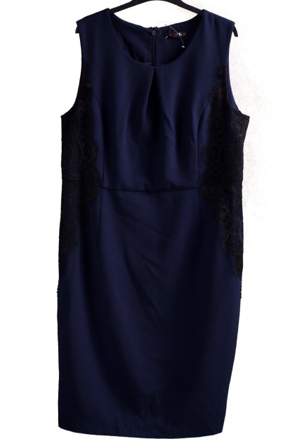 Dámské  tmavě modré šaty s černou krajkou / TU / XXL (48) /  UK 20 /ANGLIE