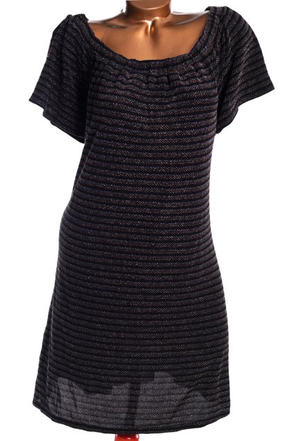Dámské černé třpytivě pruhované šaty /  GEORGE / XXXXL (50) / UK 22 / ANGLIE