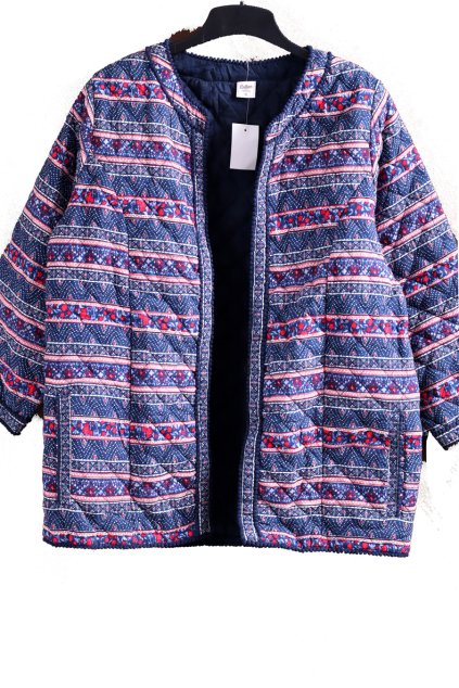 Dámská modro-růžovo-bílá lehká bundička se vzory a květy / COTTON TRADERS /  XXL (46/48) / UK 18  / ANGLIE