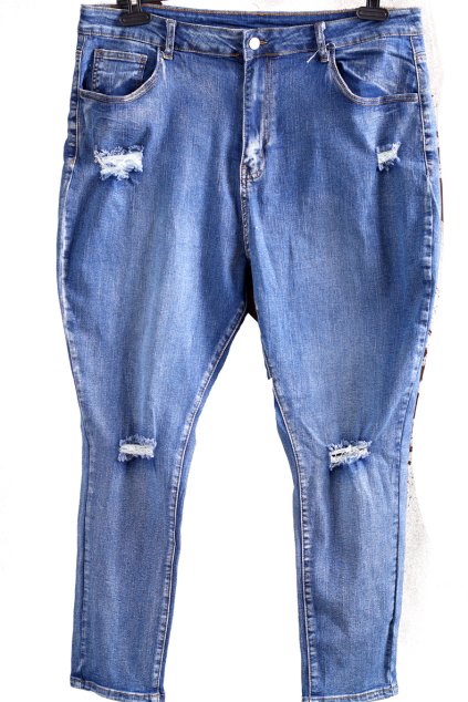 Dámské modré džíny s dírami  / XXXL (50) /  UK 22 / ANGLIE