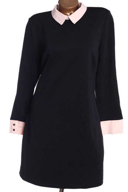 Dámská černé šaty s košilovým  béžovým stojáčkem / PAPAYA / (44/46) / UK 16/ ANGLIE