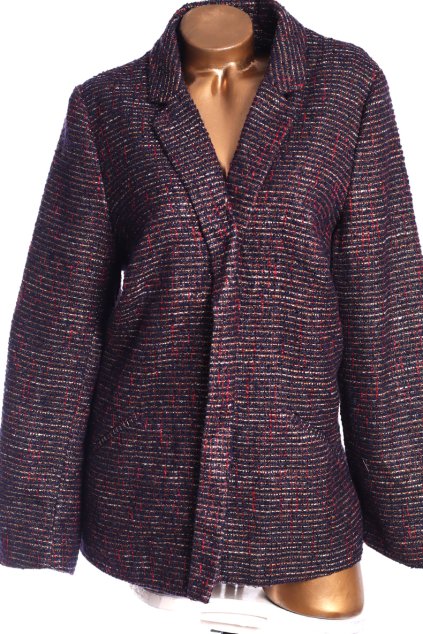 Dámské tmavomodro-červené zimní sako s metalickou nitkou / GEORGE  / XXXL (50) / UK 22/ ANGLIE