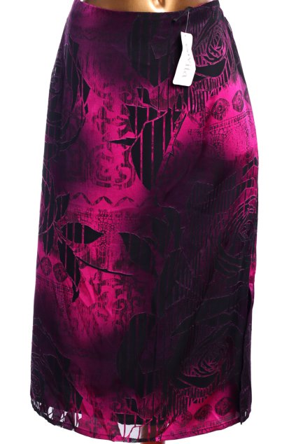 Dámká černo-fialová květovaná sukně / CAVITA / XXXXL (50) / UK 22/24 / ANGLIE