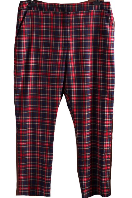 Dámské tmavě modro-bílo-červeno-zeleno kostkované kalhoty / PRIMARK /XXXL (48) / UK 20 / ANGLIE