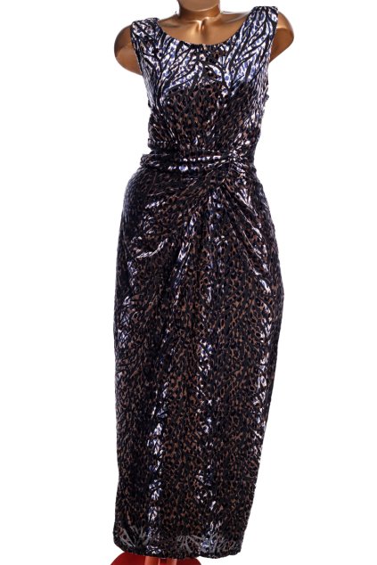 Dámské značkové černo-modro-šedé sametové vzorované šaty /ROMAN/ XXXL (50) / UK 22 / ANGLIE