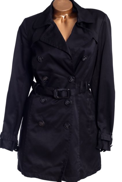 Dámský černý kabát  / H&M / XXL (44) / UK 16/ ANGLIE