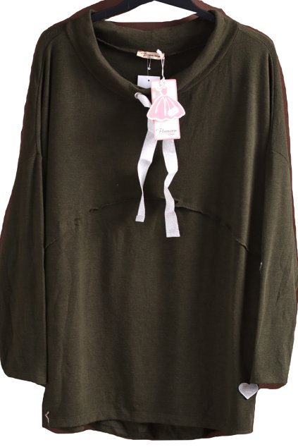 Dámská khaki úpletová halenka / PASSIONS / XXXL (48/50) / UK  (22) / ANGLIE