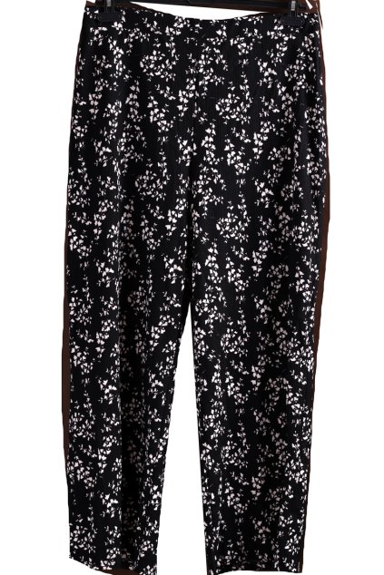 Dámské černé kalhoty s bílými květy / F&F/ XXL (46/48) / UK 18 / ANGLIE