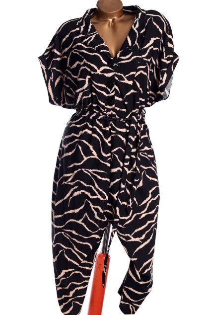 Dámský černo-hnědý zebrovaný overal / MCo / XXXL (50) / UK 22 / ANGLIE