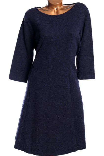 Dámské tmavomodré-černé zimní šaty s krajkovým vzorem / F&F / XXXL (48) / UK 20 / ANGLIE