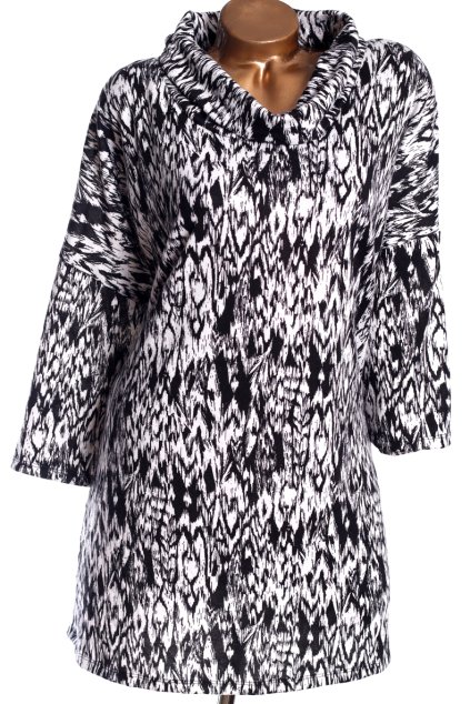 Dámské černo-bílé vzorované šaty s rolákem / F&F / XXXL (50) / UK 22 ANGLIE
