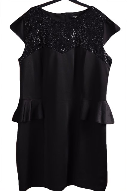 Dámské černé šaty s flitry  / KOKO  / XXXXL (54) / UK 26 / ANGLIE