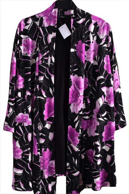 Dámský černo-fialovo-bílý květovaný  2v1 s černou halenkou / BM / XXXL (48/50) / UK 20/22 / ANGLIE