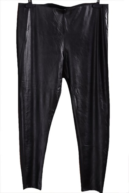 Dámské černé legíny s koženkou  / AVON /  46/48 / UK 18/20 / ANGLIE