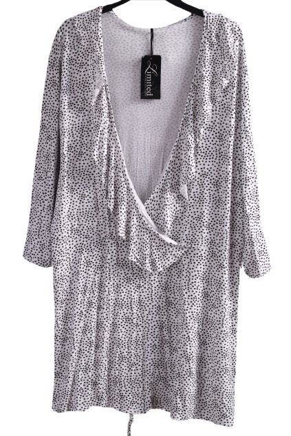 Dámská bílo-černá halenka s kvítky / LIMITED / XXXXL (54/56) / UK 26/28  / ANGLIE