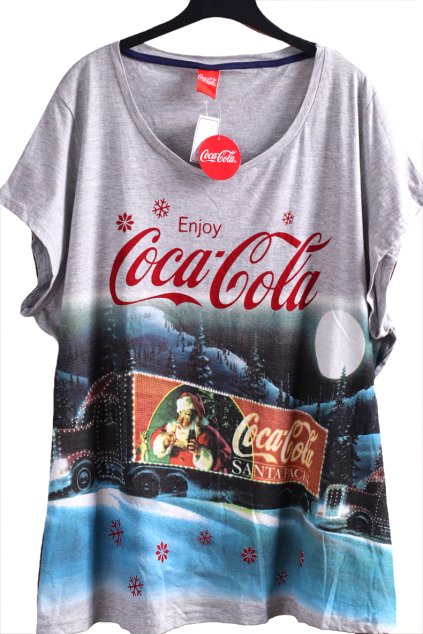 Dámské šedé triko vánoční coca cola / COCA COLA / XXXXL+ (56/58/60) / UK 28/30 ANGLIE