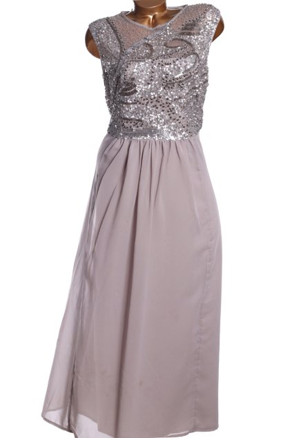 Dámské společenské šedé šaty s kamínky a flitry / BERKENTEX  / XXXL (50) / UK 22 / ANGLIE