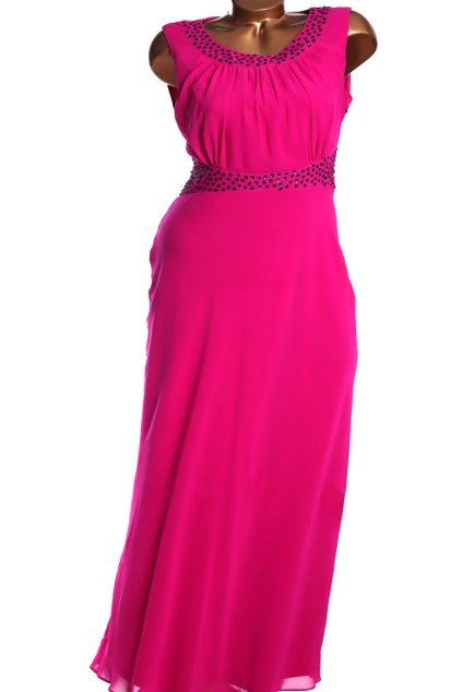 Dámské fuchsiové šaty s černými flitry  / THE COLLECTION / XXL (42) / UK 14 / ANGLIE