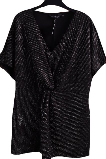 Dámská černá třpytivá delší halenka / DOROTHY PERKINS / XXXXL (52) / UK 24 / ANGLIE
