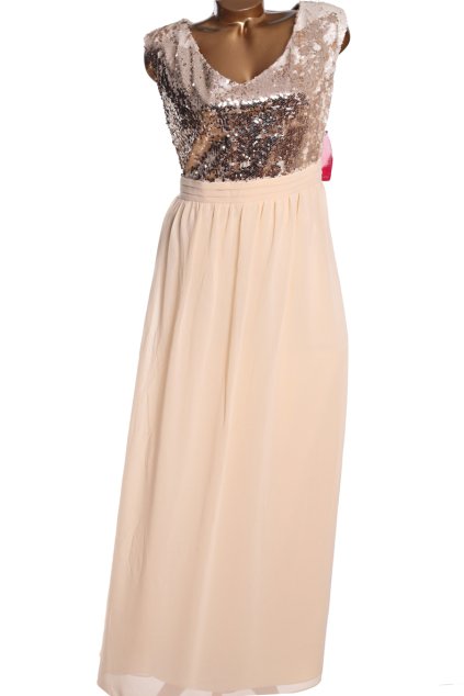 Dámské béžové šaty s flitry /LITTLE MISTRESS  / XXXXL (52) / UK 24 / ANGLIE