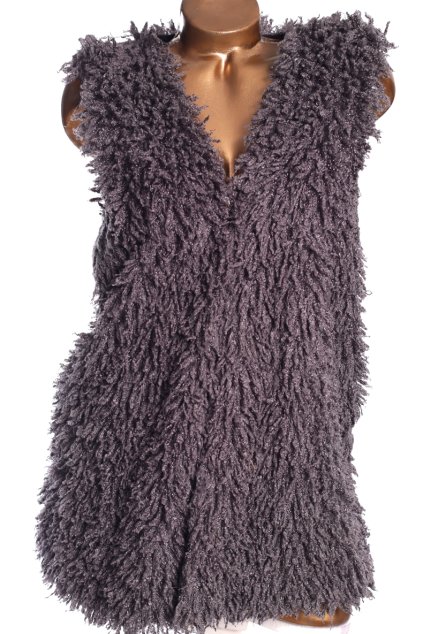 Dámská šedé plyšová vesta / PAPAYA / XXXXL 46//48 UK 18 / ANGLIE