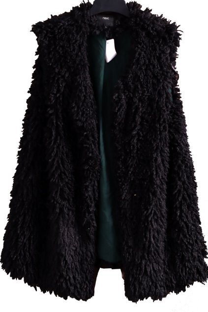 Dámská černá plyšová vesta / NEXT / XXXXL 48 / UK 20 / ANGLIE