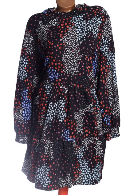 Dámské černé šaty s barevnými květy / Marks & Spencer / XXXXL (48) / UK 20 / ANGLIE