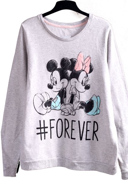 Dámská semišová šedá mikina s mickeym a minnie / XXXL (48/50) / UK 20/22 / ANGLIE