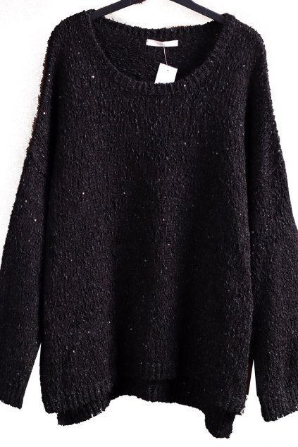 Dámský černý svetr s flitry / GEORGE / XXXXL (52) / UK 24 / ANGLIE