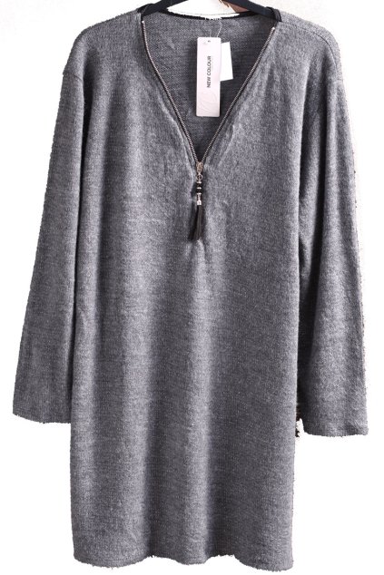 Dámská šedá svetrová halenka  s metalickou nitkou / NEW COLOUR/  XXXL (50) / UK 22 / ANGLIE